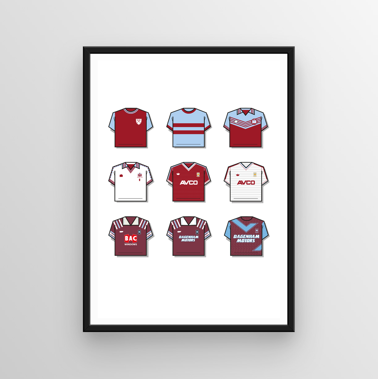 West Ham Shirt History Print